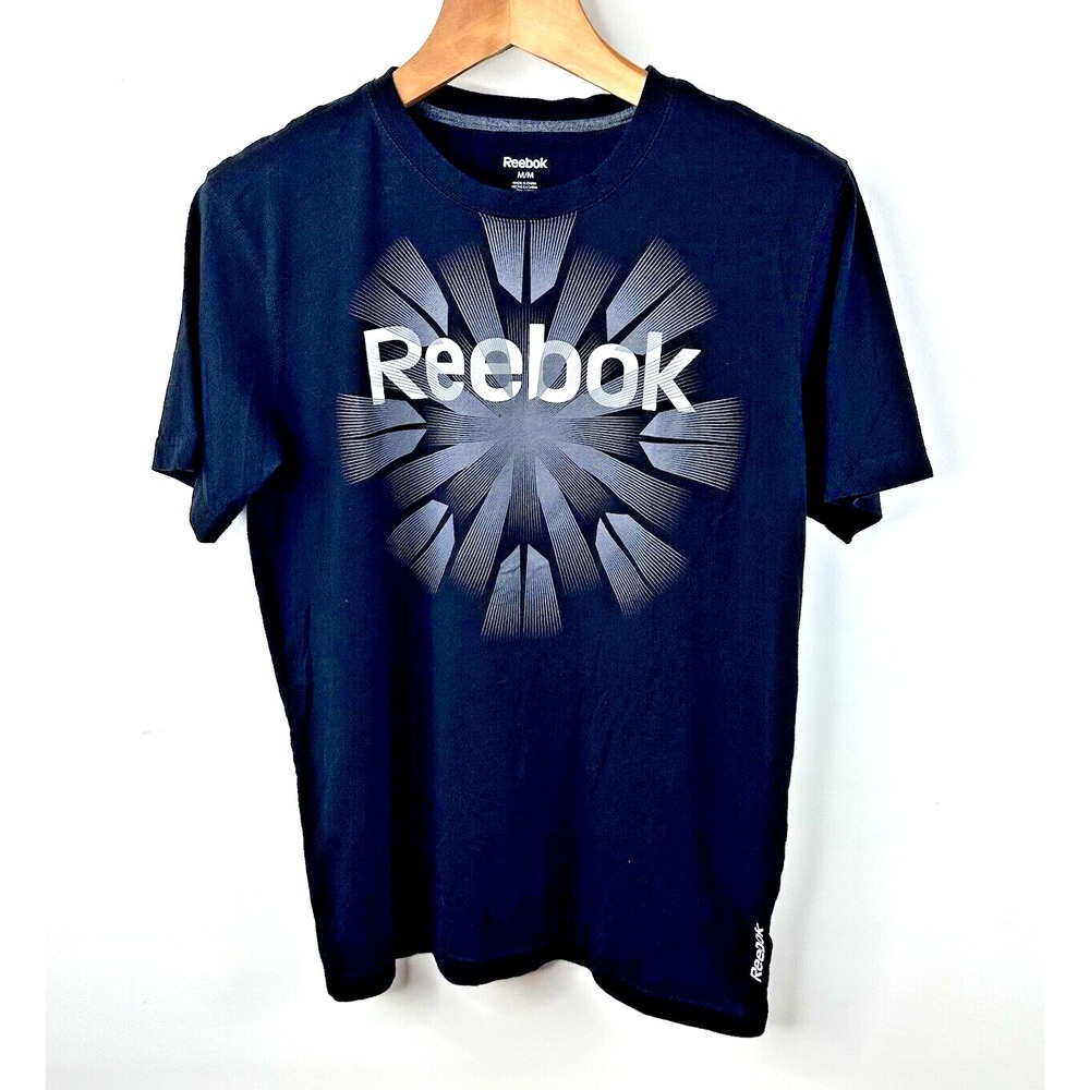 Reebok Black‎ Short Sleeve Mens M Crew Neck Cotton Blend Logo T-Shirt